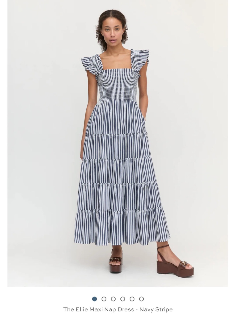 Hill House Home Ellie Maxi Nap Dress in Navy Stripe Large